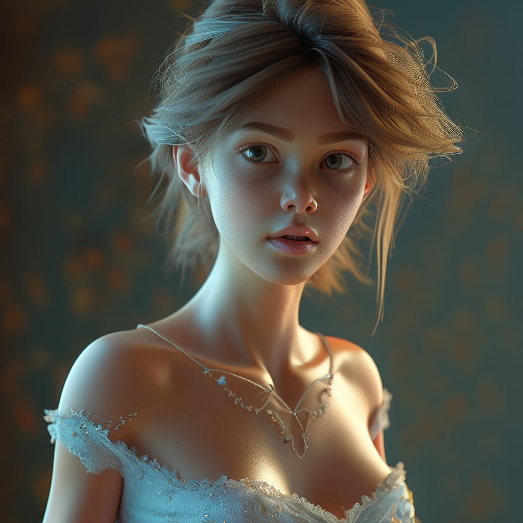 没穿衣服的女生，这张图片需要是3D童话的图片。