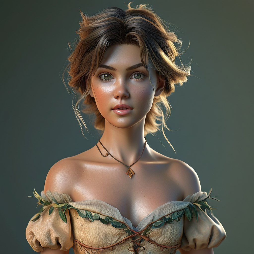 没穿衣服的女生，这张图片需要是3D童话的图片。