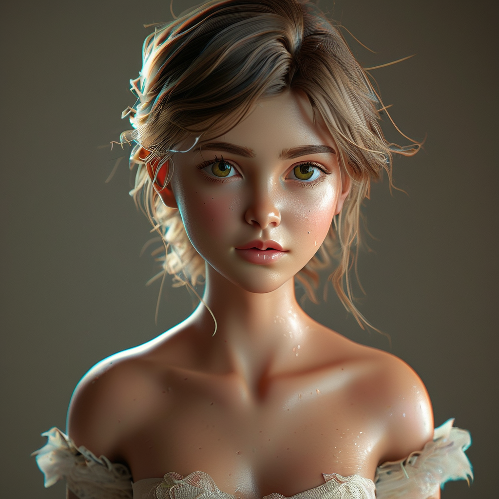 没穿衣服的萝莉女生，这张图片需要是3D童话的图片。